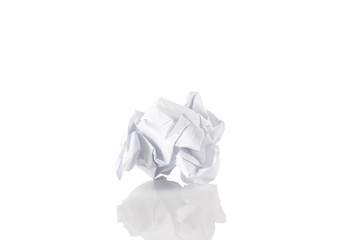 Crumbled paper over white background