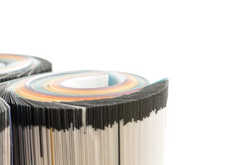 Colorful magazines close up photo