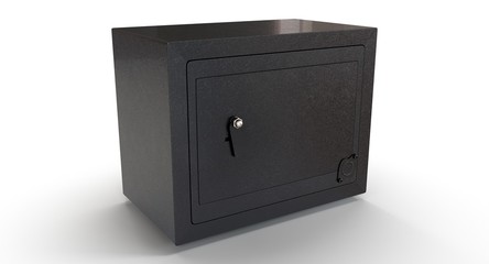 3D rendering - black security safe isolated on a white background.