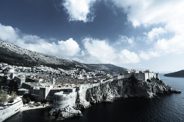 Dark and melancholic view of Dubrovnik Old town.