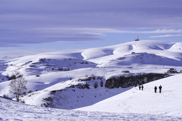 snow in lessinia, alpine mountains in veneto