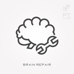 Line icon brain repair