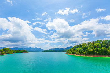 lake in deep mountain forest of Ratchaprapa Dam Chaew Lan Dam Surat Thani Thailand