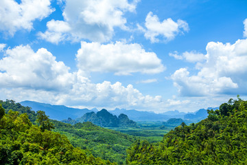 Fototapeta na wymiar landscape of green mountains and blue sky