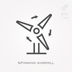 Line icon spinning windmill