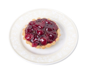 Tartlet with cherry and fruit jelly.