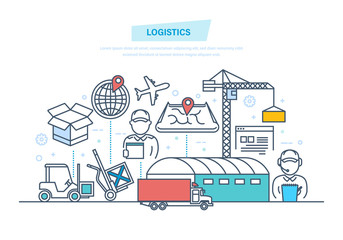 Logistics and transportation, delivery. Transportation services, trucking, shipping, navigation gps.