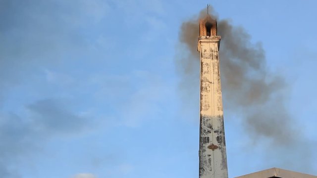 Smoke drifted out of the crematorium and were drifting in the direction of the wind. 