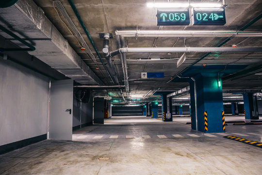 Underground garage or modern car parking, toned