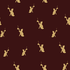 Fototapeta premium vector Cats and Ball of wool seamless pattern eps10