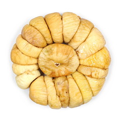Dry figs isolated on white background, top view