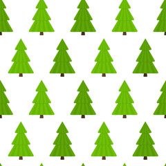 Obraz premium Vector illustration of fir-tree, isolated on white background. Christmas tree seamless pattern in flat style.