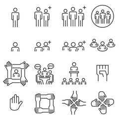 People Icons Line Work Group Team Vector ,  people, businessman,