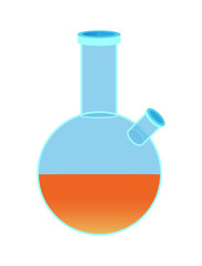 Chemical Flask with Two Holes, Orange Liquid