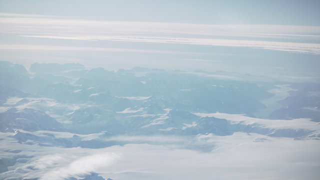 Aerial Shot Of Greenland From Airplane