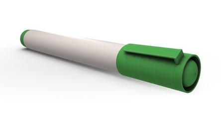 3D rendering - closeup green whiteboard marker isolated on white background.
