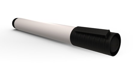 3D rendering - closeup black whiteboard marker isolated on white background.