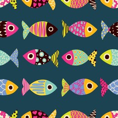 Cute fish. Cute seamless pattern.