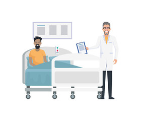 Smiling Doctor and Patient on Vector Illustration