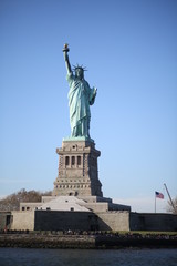 The Statue of Liberty on Ellis Island in New York City Photographed from the Hudson River