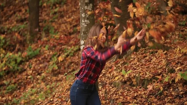 A loving couple walks in the autumn in the park. A love story on a sunny autumn day. lake and bringe .