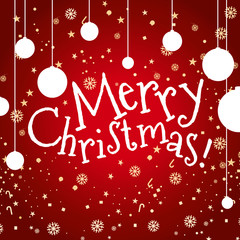 Merry christmas card with snowflakes and ornaments