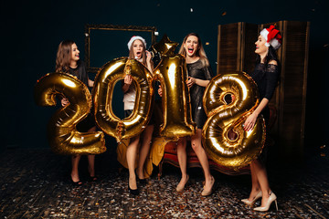 Fototapeta na wymiar New year party with Beautiful girls