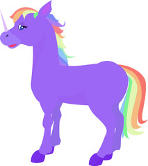 Vector illustration of Funny unicorn. Isolated on white background.