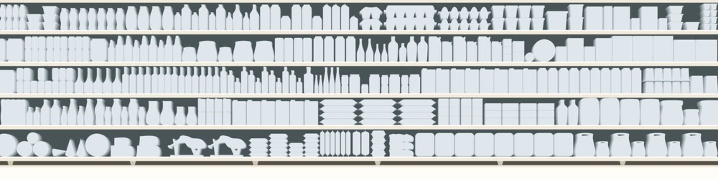 full shelves of meals silhouette
