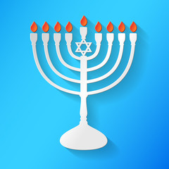 Jewish candlestick - icon of menorah. Vector.