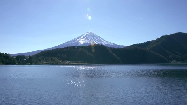 河口湖から望む青空と富士山
