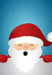 Cute 3d Santa Claus with background with snowflakes - vertical card. Vector.