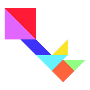 Color tangram in key shape on whtie background (Vector)