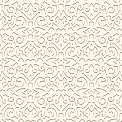 Vintage ornament, seamless pattern in light color