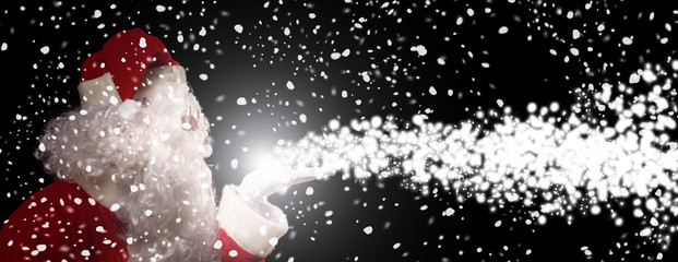 Santa Claus breathing magic snow