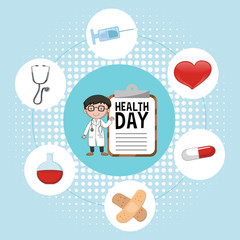 Doctor and medical elements for health day