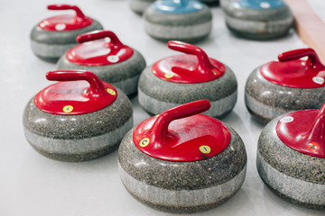 Granite stones for curling game. Sport equipment