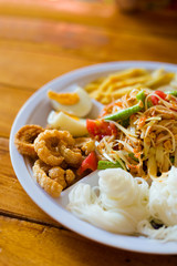 Papaya salad food selection