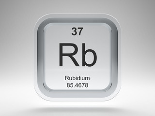 Rubidium symbol on modern glass and metal rounded square icon