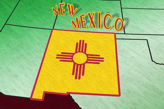 New Mexico State Illustration in perspective USA map