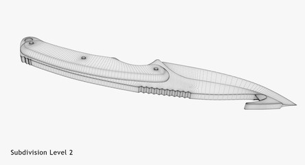 3D rendering - wire-frame gut knife isolated on white background.