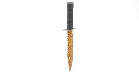 3D rendering - closeup orange striped gut knife isolated on white background.