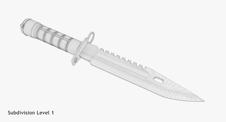 3D rendering - wire-frame gut knife isolated on white background.