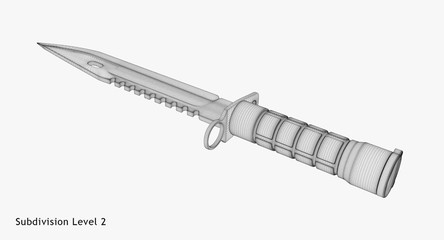 3D rendering - wire-frame gut knife isolated on white background.