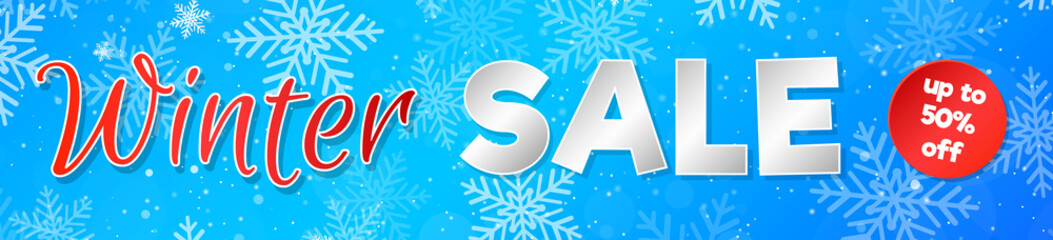 Winter Sale - glossy card with decoration. Vector.