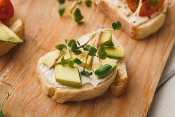 Variety of healthy vegetarian sandwiches