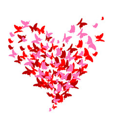 Plakat red heart, butterflies, valentine card