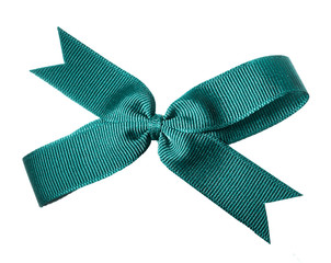 A fabric bow in dark green isolated on a white background