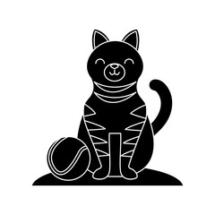 Cute cat with tennis ball