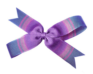 A fabric bow in pastel pink and blue isolated on a white background